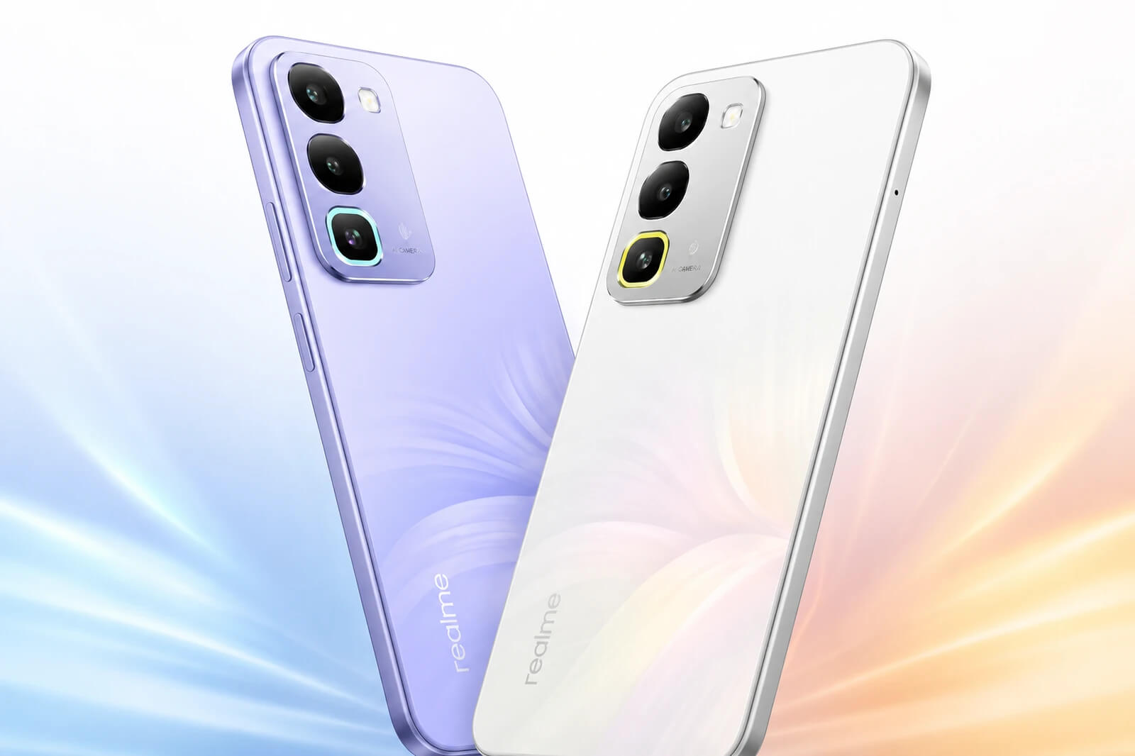 هاتف Realme C100 4G باللونين البنفسجي والأبيض مع بطارية 8000mAh وشاشة 120Hz