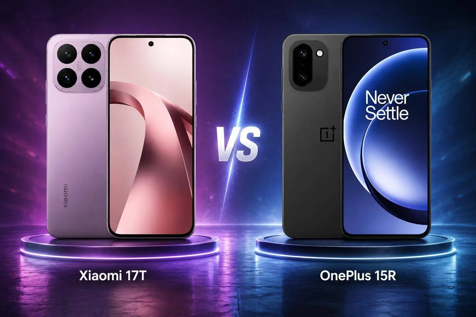 مقارنة بين هاتفي Xiaomi 17T وOnePlus 15R من حيث التصميم والأداء والكاميرات في 2026.